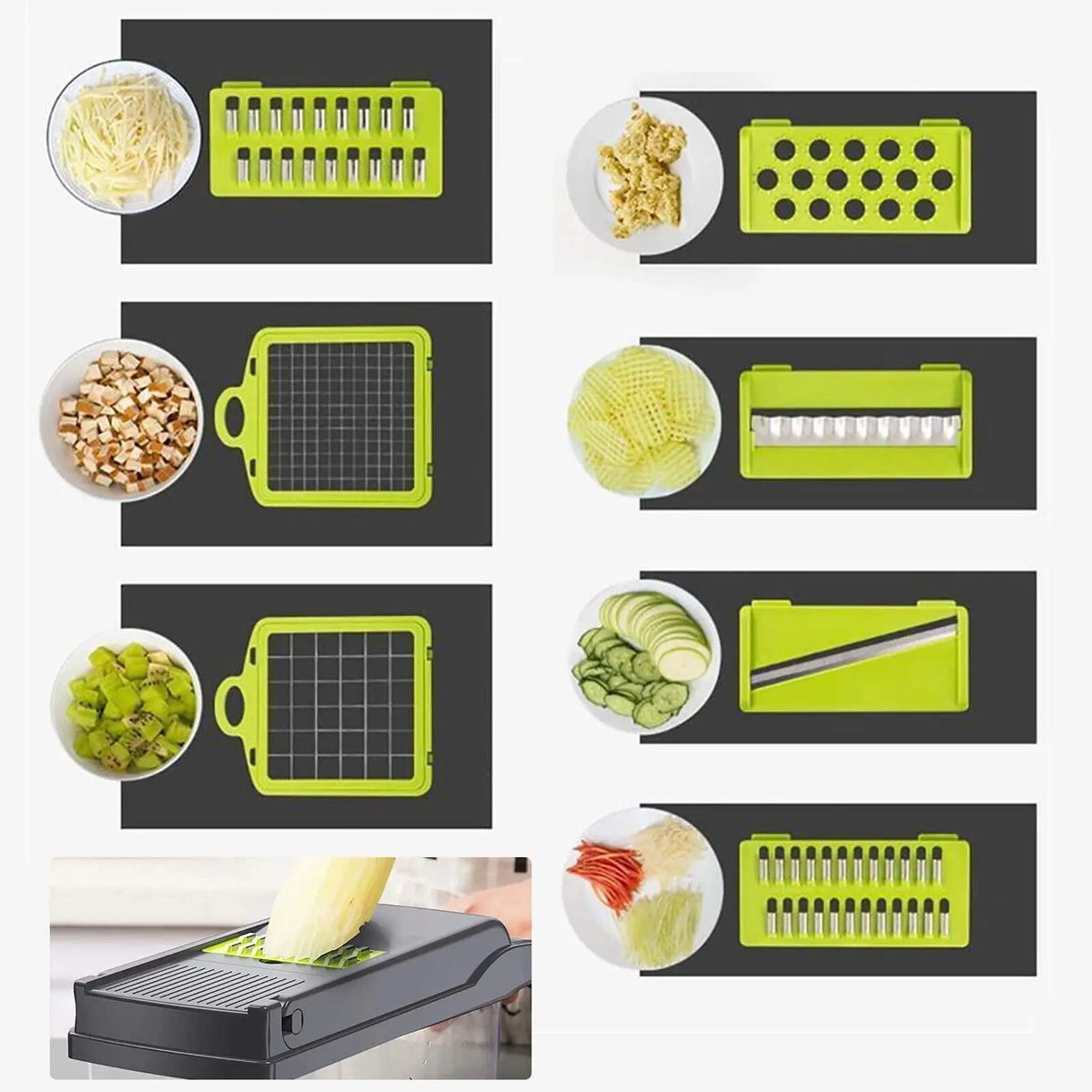16-in-1 Vegetable Chopper with 1.5L Container – Salad, Fruit & Veg Slicer, Dicer & Grater with Peeler – Perfect for Fast Meal Prep