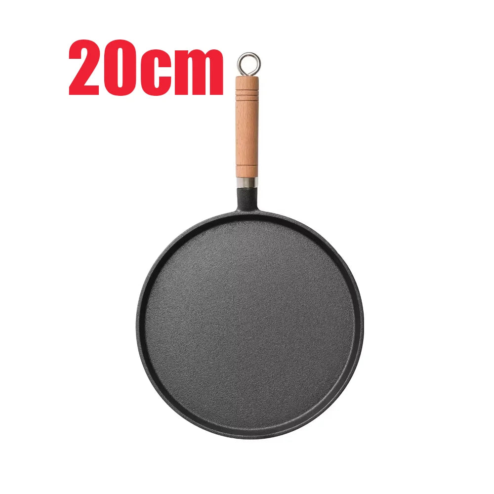 Pre-Seasoned Cast Iron Frying Pan – Round Griddle Skillet with Long Handle – Great for Eggs, Steaks, Pancakes & Campfire Cooking (20cm)