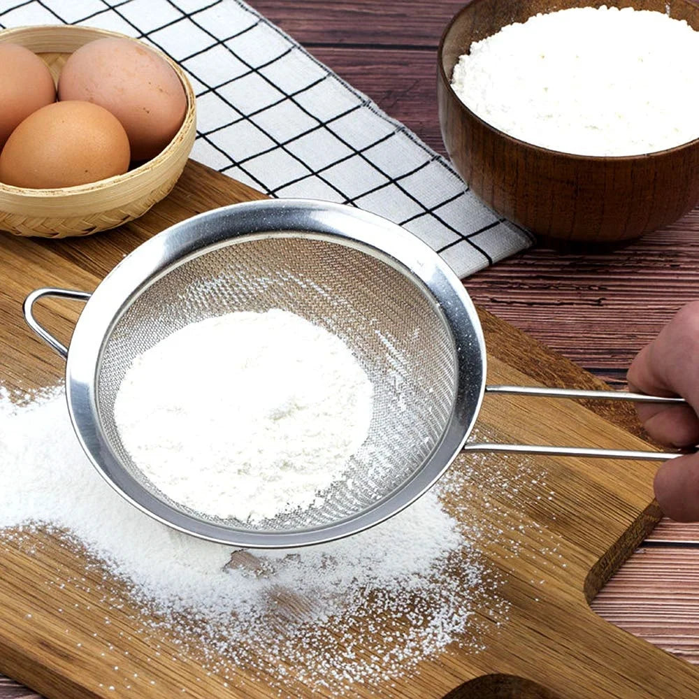 3 Piece Stainless Steel Mesh Sieve Set with Handles – Fine Flour Sifter & Food Strainers – Best for Baking, Rice & Quinoa
