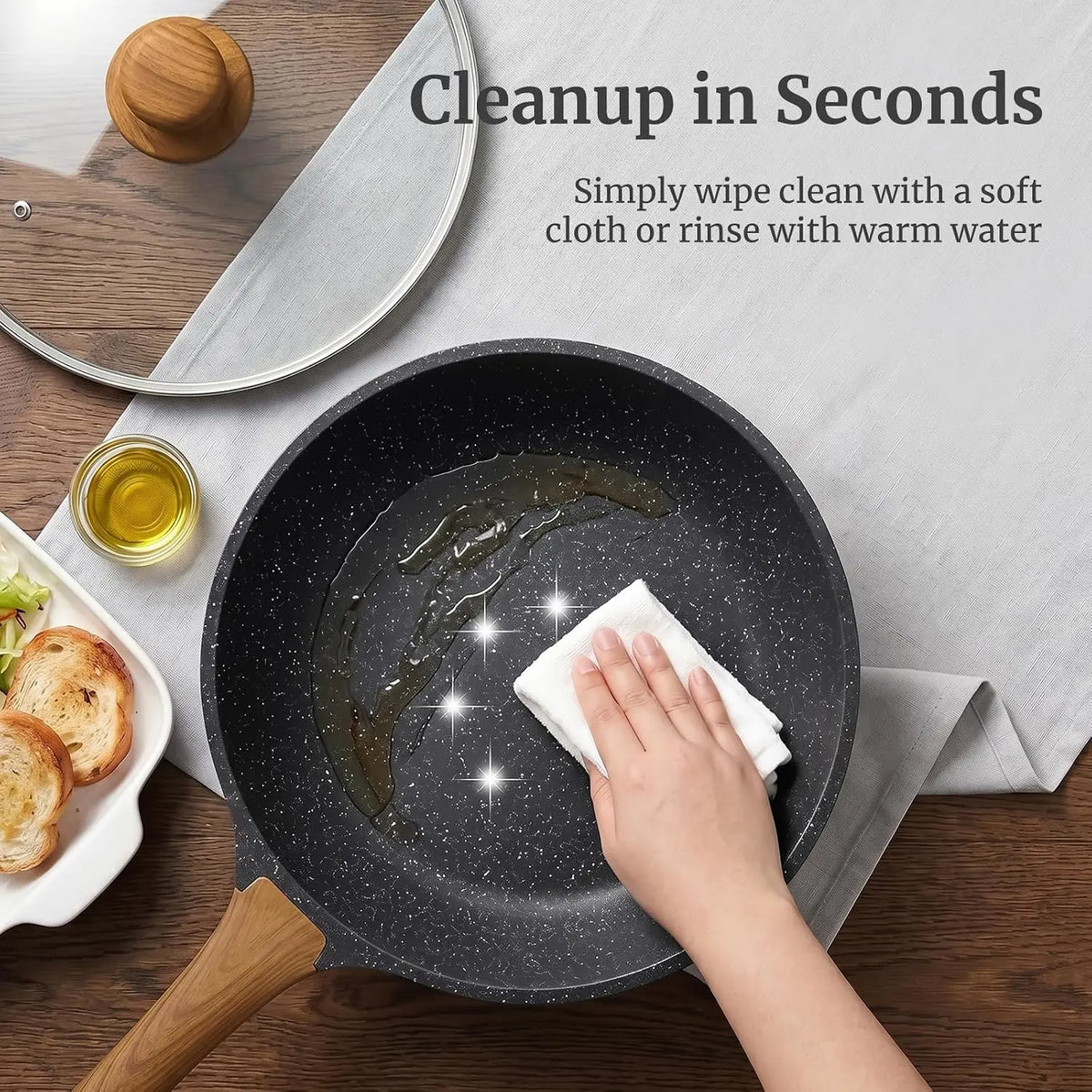 Non-Stick Deep Frying Pan with Glass Lid – Aluminium Sauté Pan for Gas & Induction – Great for Stir-Fries, Sauces & Shallow Frying – Available in 24cm, 26cm & 30cm
