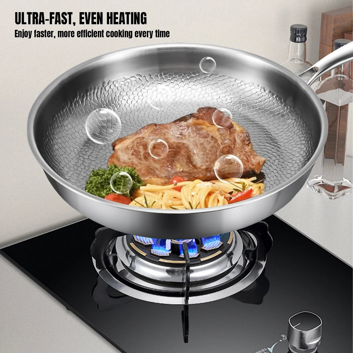 Titanium Non-Stick Frying Pan with Glass Lid – Scratch Resistant 3-Layer Skillet – Ideal for Frying, Searing & Everyday Cooking – Available in 26cm, 28cm & 30cm