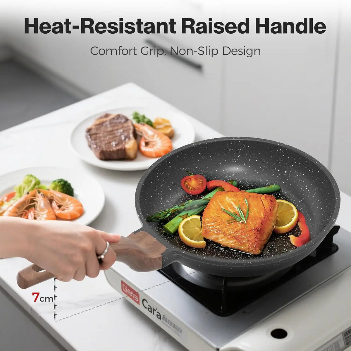 3 Piece Granite Non-Stick Frying Pan Set – Induction Skillets for Omelettes & Everyday Cooking – Ideal for Eggs, Pancakes & Stir-Fries