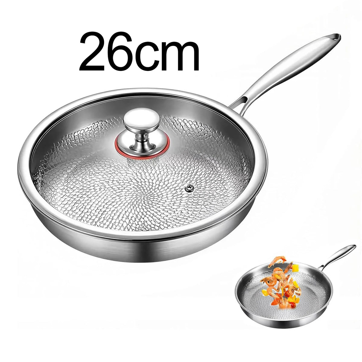 Titanium Non-Stick Frying Pan with Glass Lid – Scratch Resistant 3-Layer Skillet – Ideal for Frying, Searing & Everyday Cooking – Available in 26cm, 28cm & 30cm