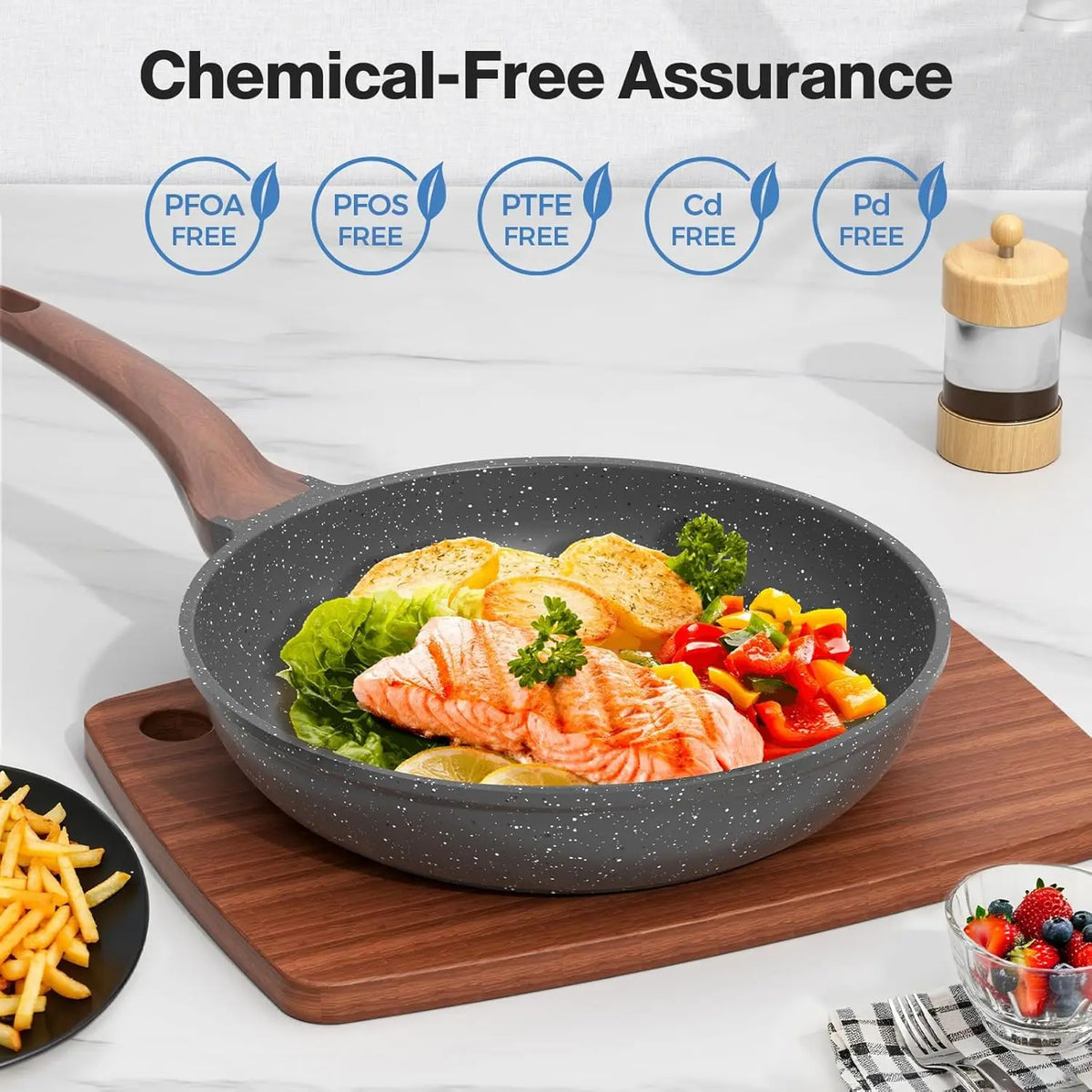 Granite Non-Stick Frying Pan – Small Granite-Coated Skillet – Great for Eggs, Pancakes & Quick Breakfasts (20cm)