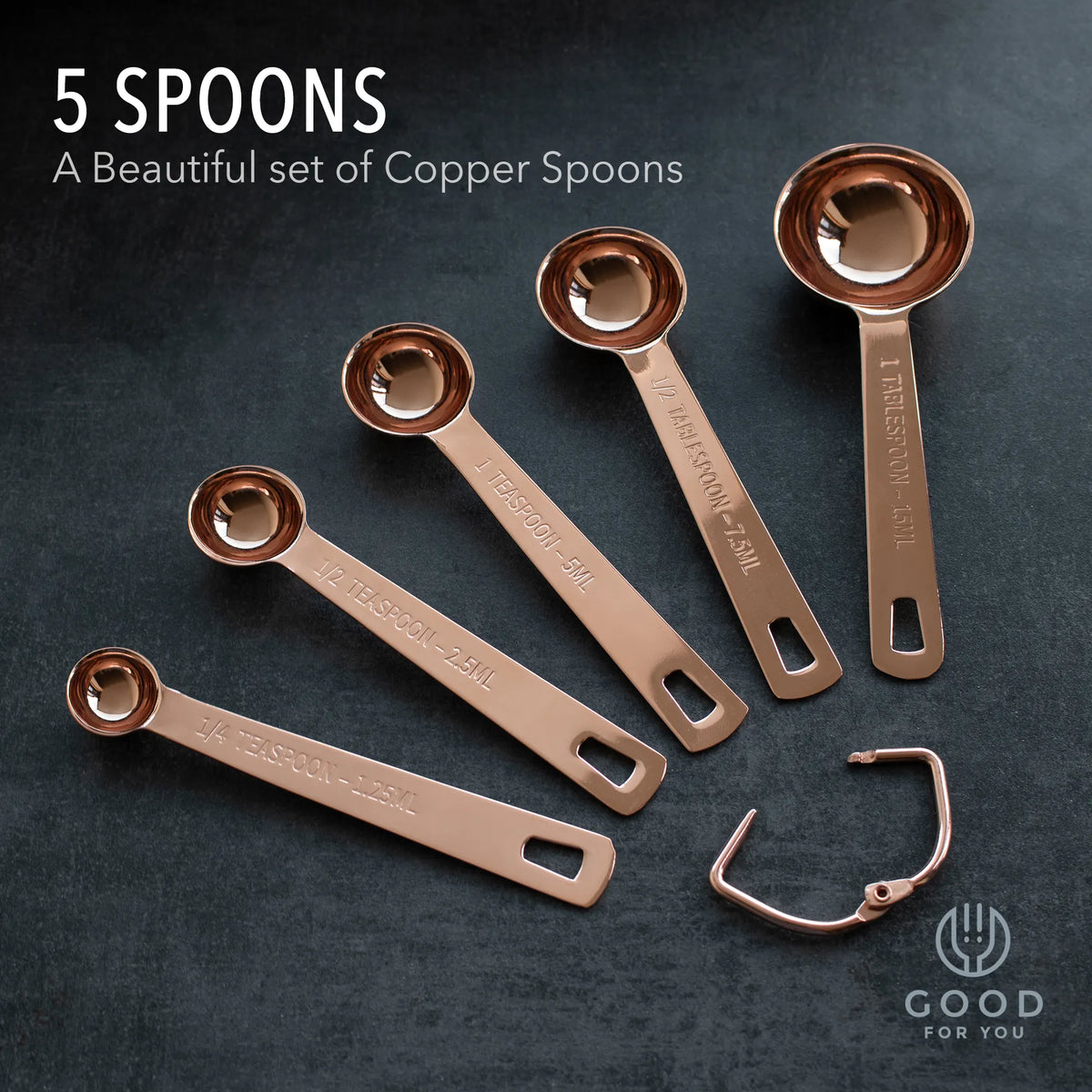 Copper Measuring Cups and Spoons Set, 9 Piece Stainless Steel with Gift Box