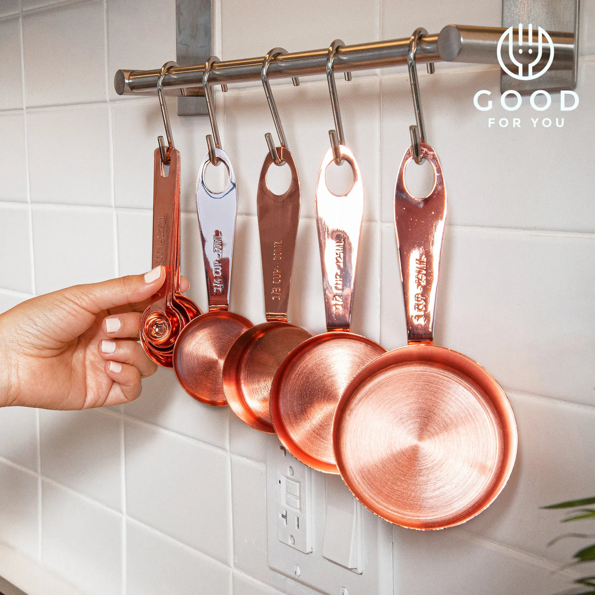 Copper Measuring Cups and Spoons Set, 9 Piece Stainless Steel with Gift Box