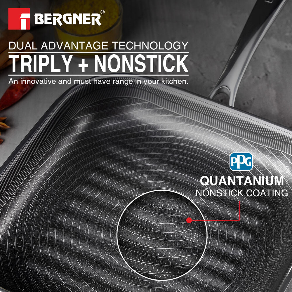 Tri-Ply Stainless Steel Non-Stick 24 cm Grill Pan