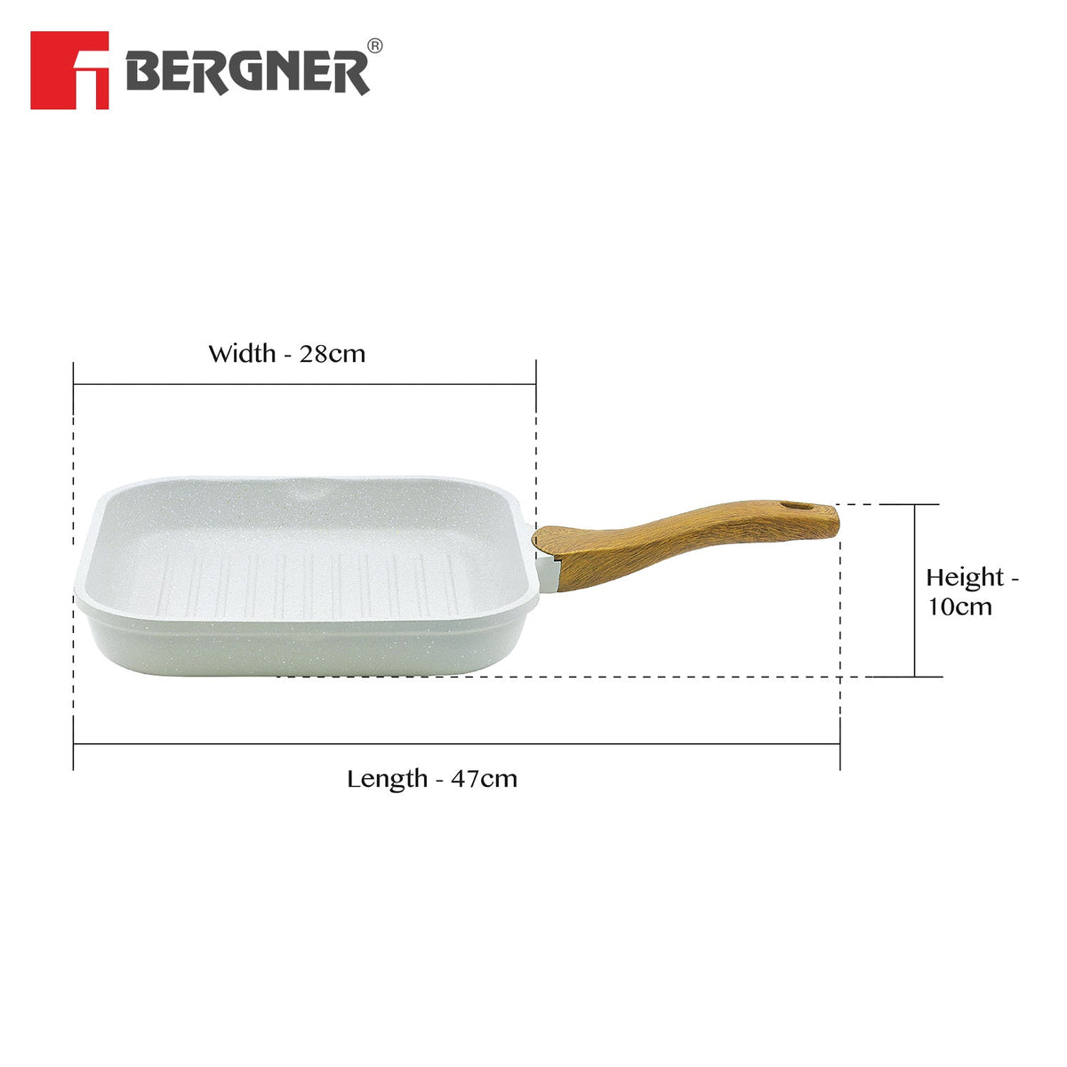 Naturally Cast Aluminum 26 cm Grill Pan Induction Bottom