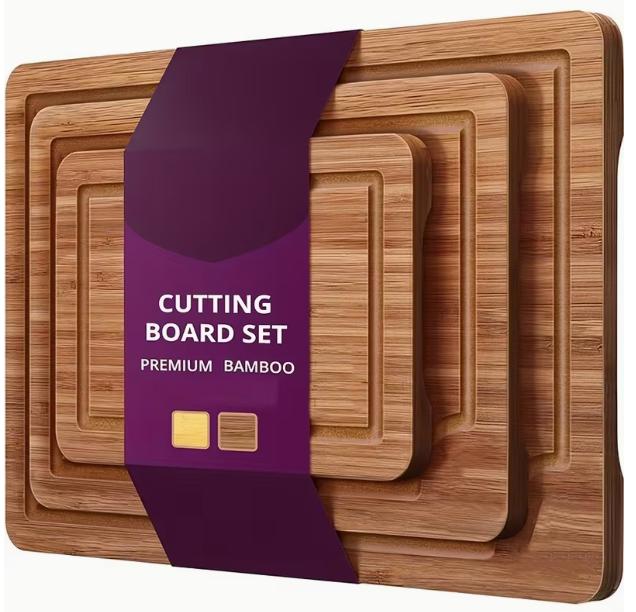 Bamboo Chopping Board Set for Meat and Vegetables