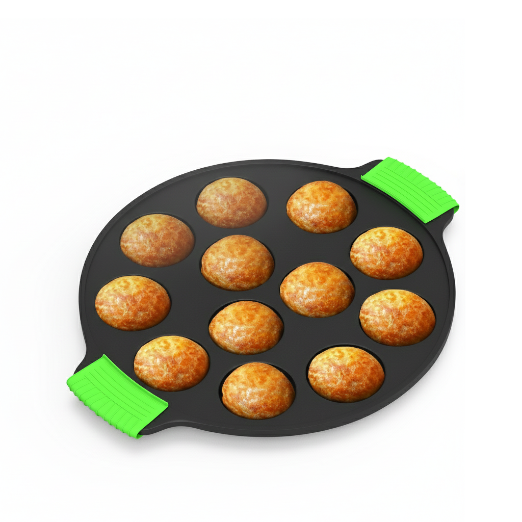 12 Pit Pre-Seasoned Cast Iron Paniyaram Pan With Silicon Handle