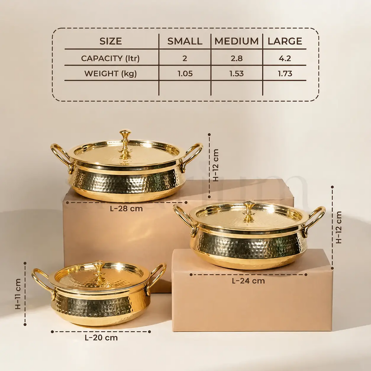 Brass Handi with Lid for Biryani and Slow Cooking