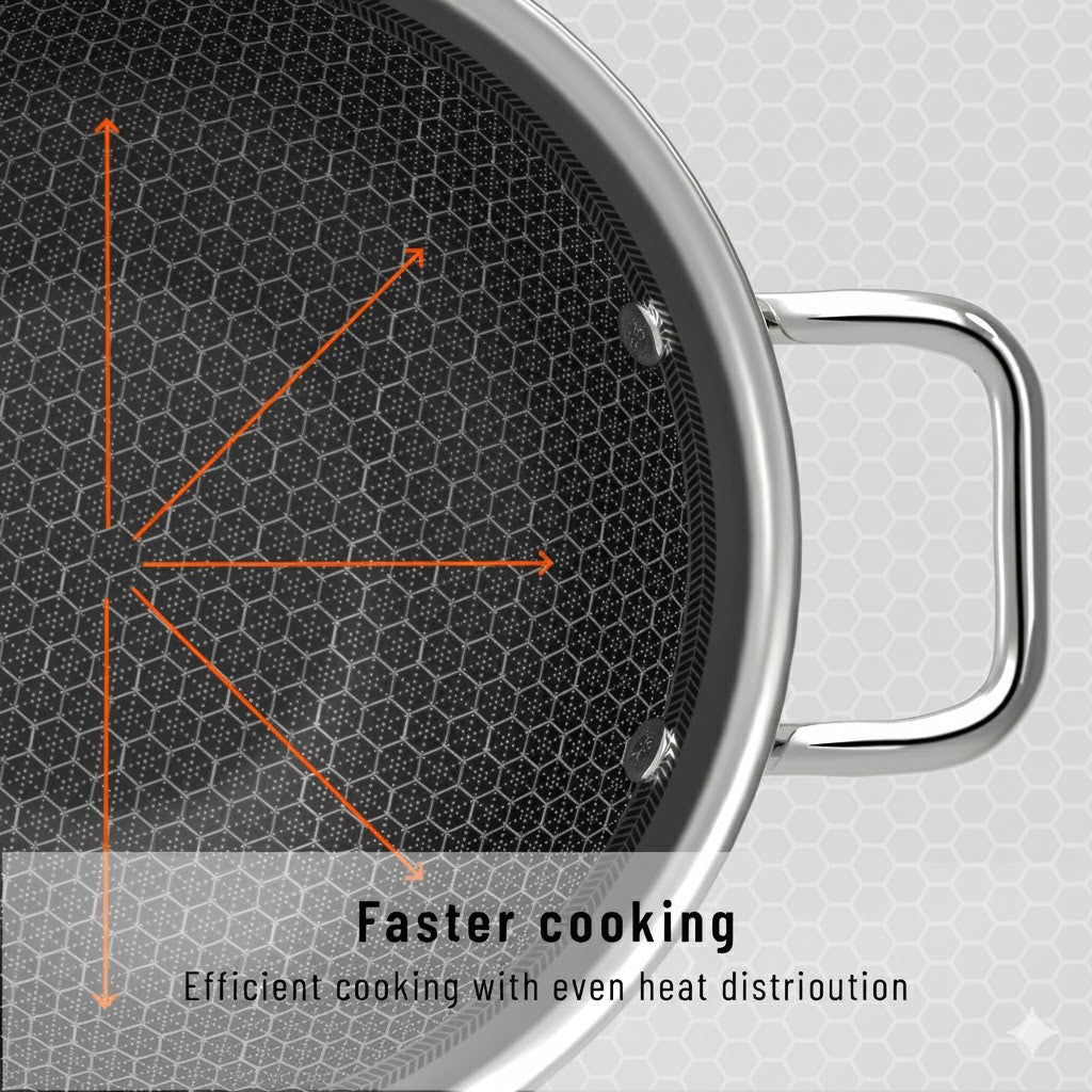 Tri-Ply Stainless Steel Kadai, Stainless Steel Kadai for Cooking, Triply Kadhai, Metal Spatula Friendly