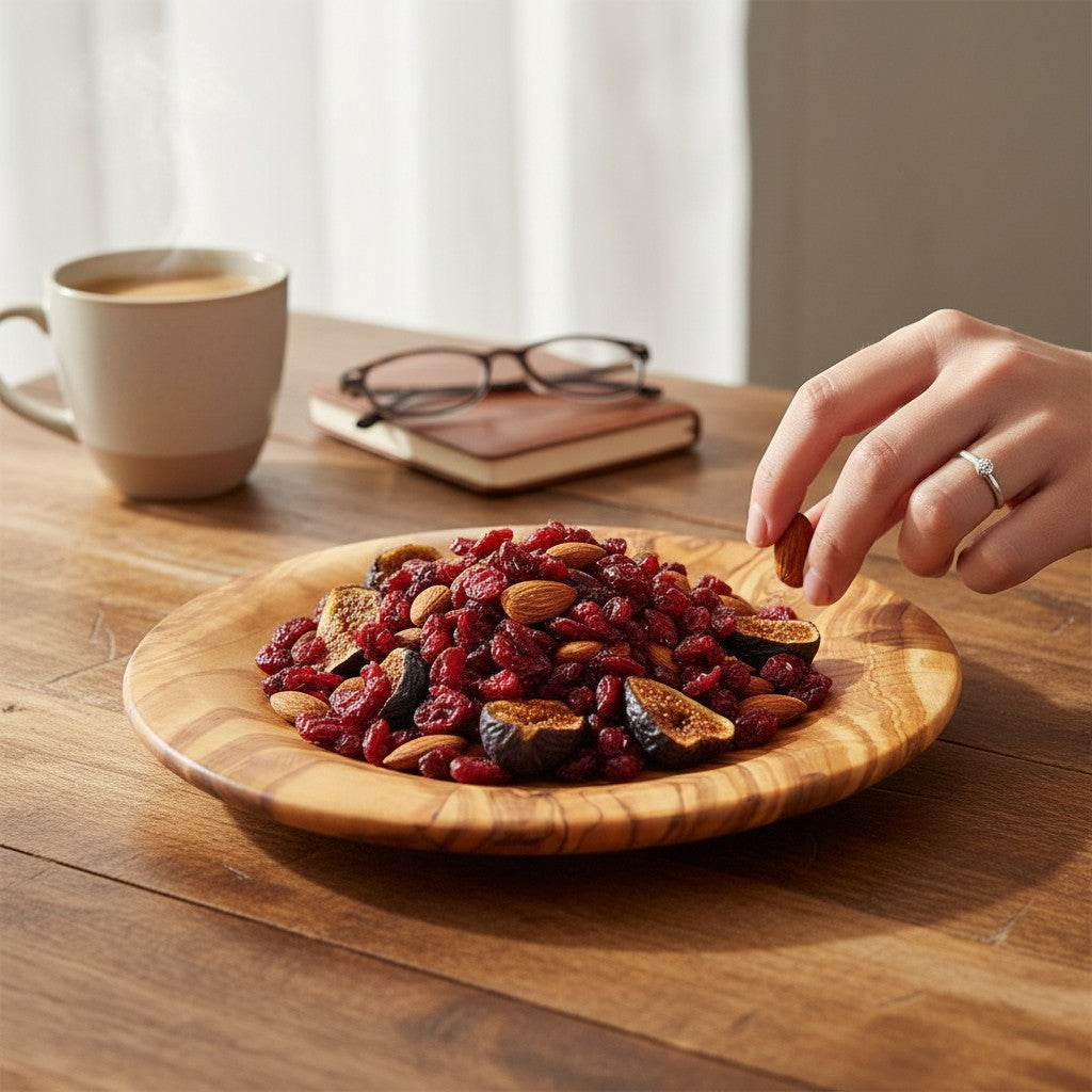 Olive Wood Round Serving Plates Set | 21cm 25cm 28cm Serving Platter Dishes