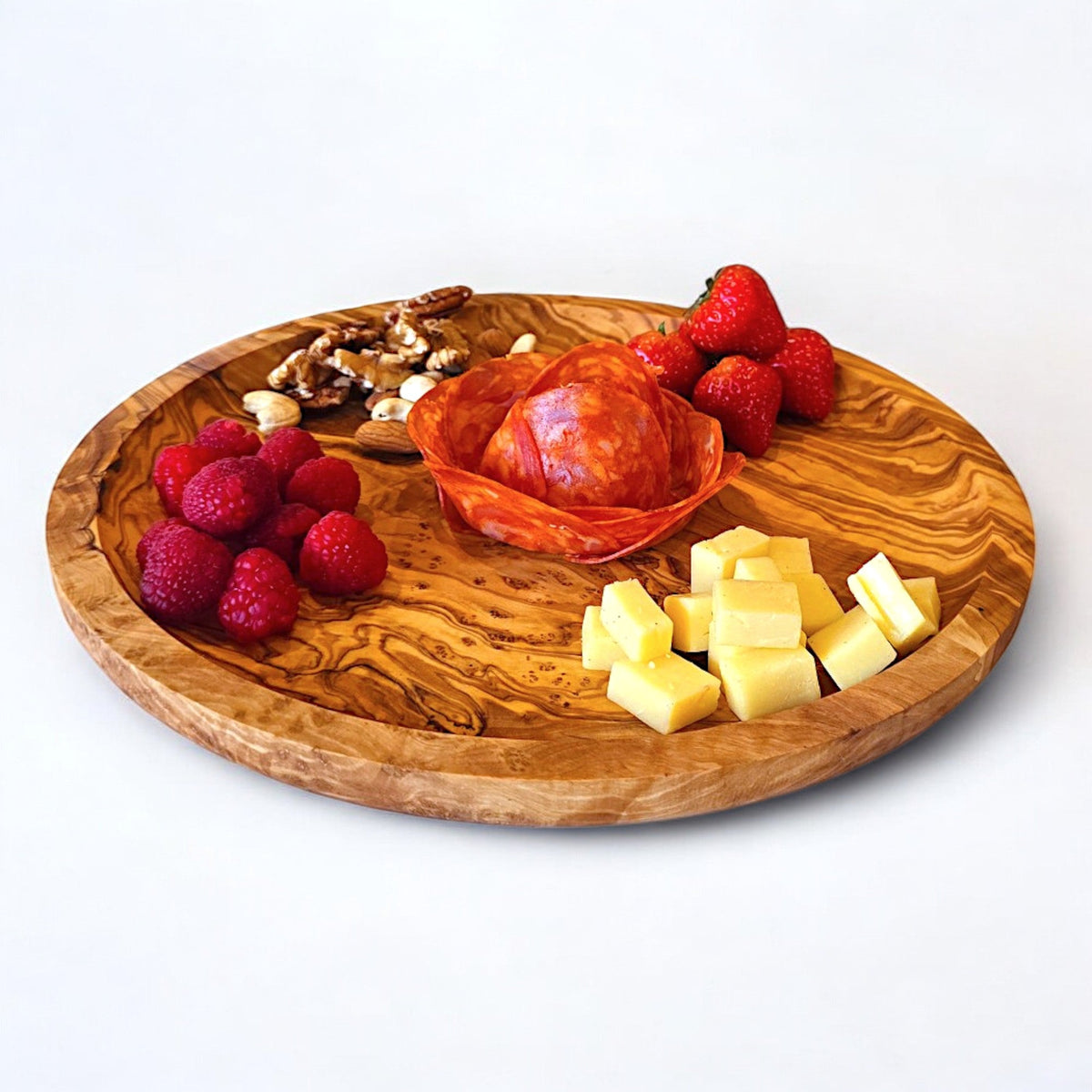 Olive Wood Round Serving Plates Set | 21cm 25cm 28cm Serving Platter Dishes