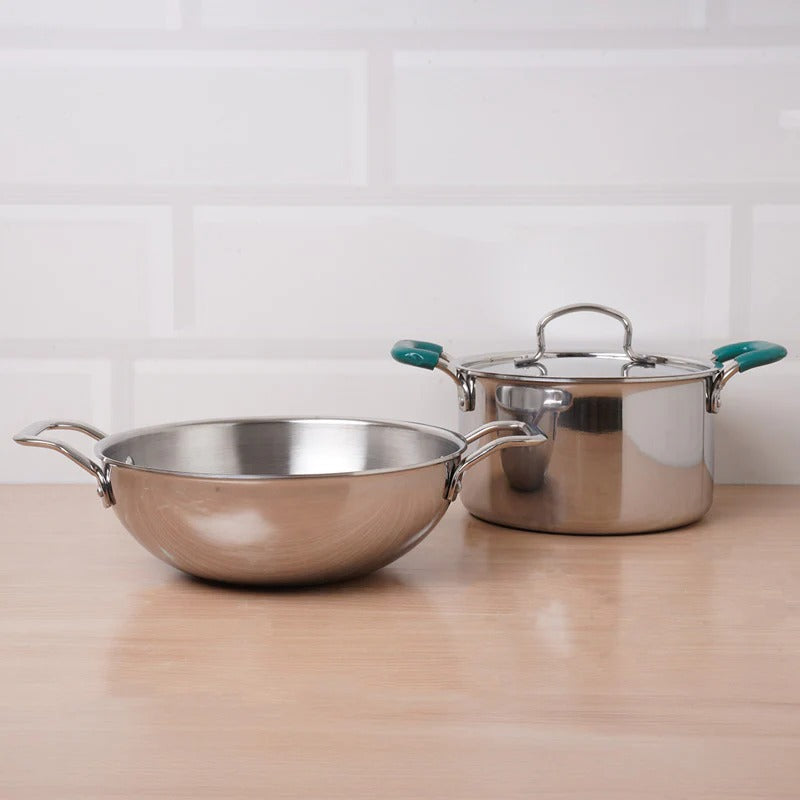 Premium Tri-Ply Set - Kadai(23.4 cm) + Casserole Biryani Pot(21.6 cm)