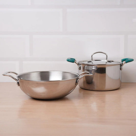 Premium Tri-Ply Set - Kadai(23.4 cm) + Casserole Biryani Pot(21.6 cm)