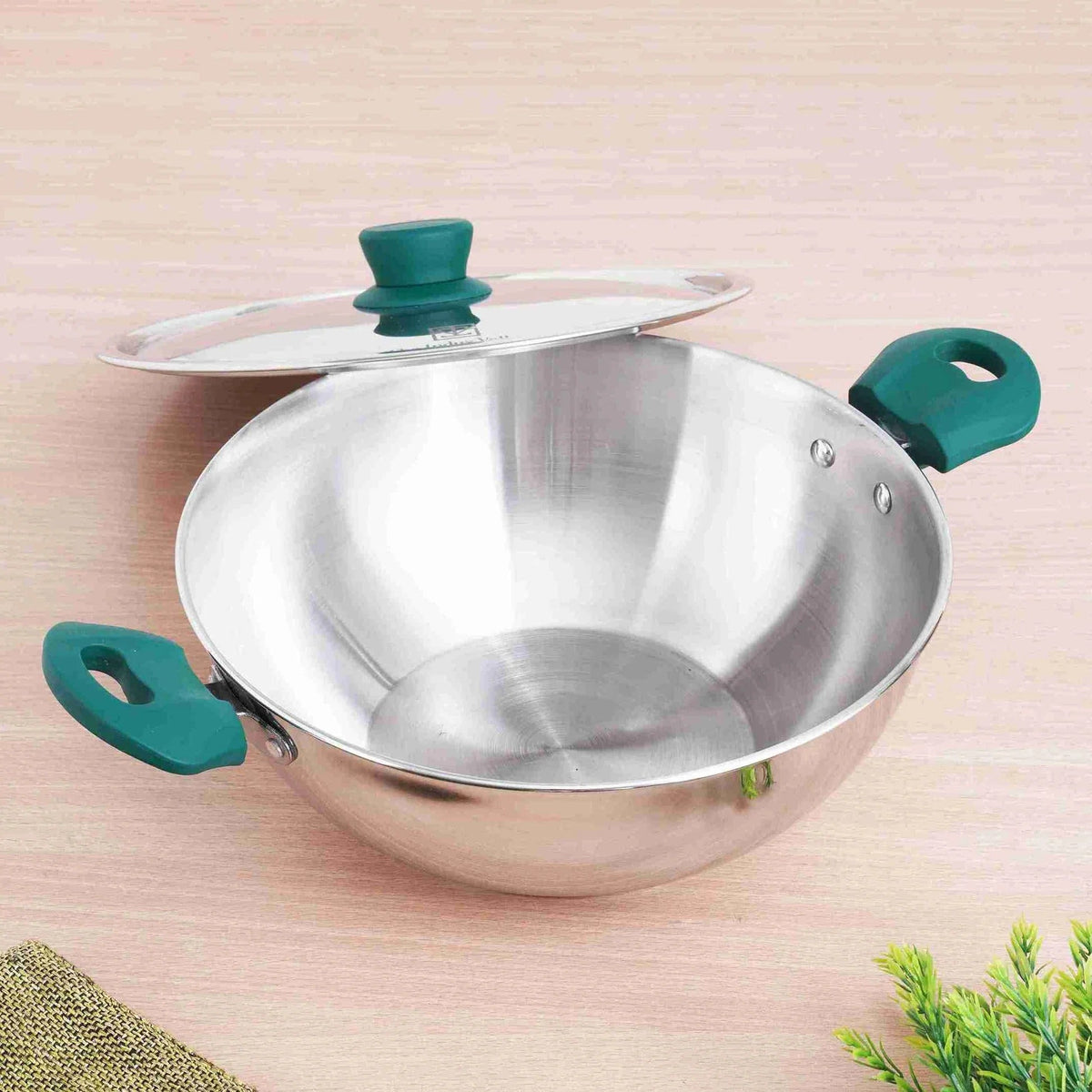 Stainless Steel Capsule Bottom Kadai Large - 28cm 4.5L