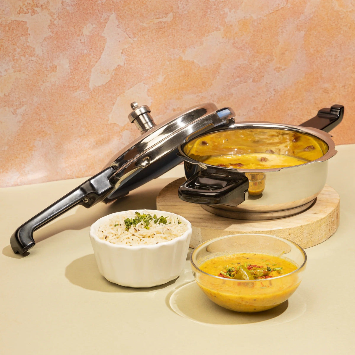 Stainless Steel Deep Pan Pressure Cooker Jumbo with Lid Induction Friendly
