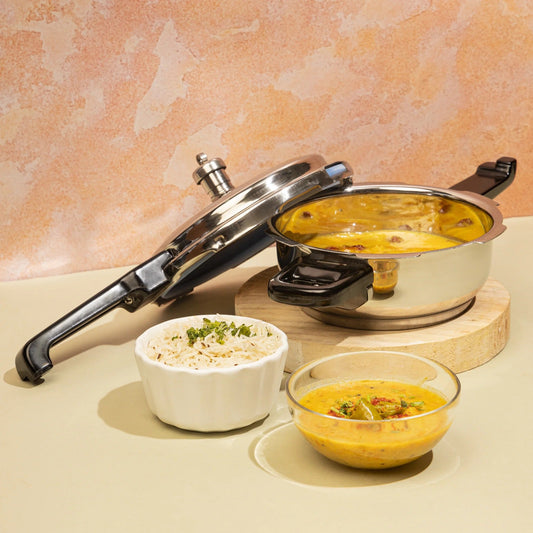 Stainless Steel Deep Pan Pressure Cooker Jumbo with Lid Induction Friendly