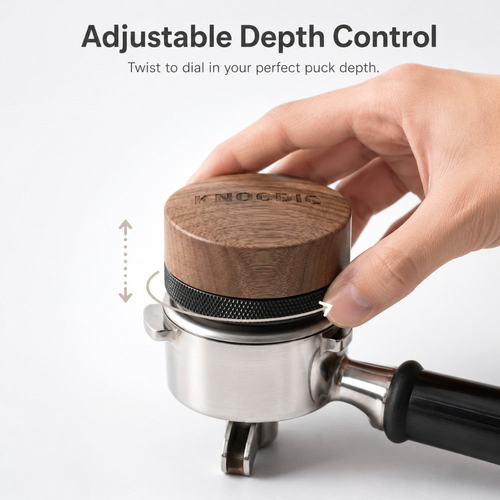 Walnut Adjustable Espresso Distribution Tool, 51/54/58mm