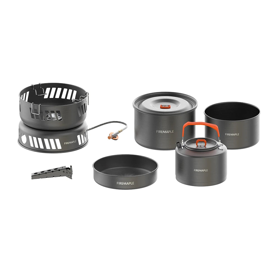 Cooking Kit with Pots and Pans with Gas Burner
