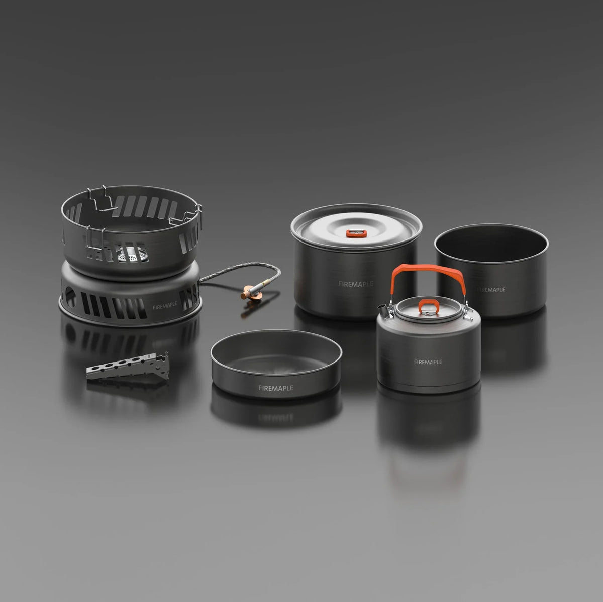 Cooking Kit with Pots and Pans with Gas Burner