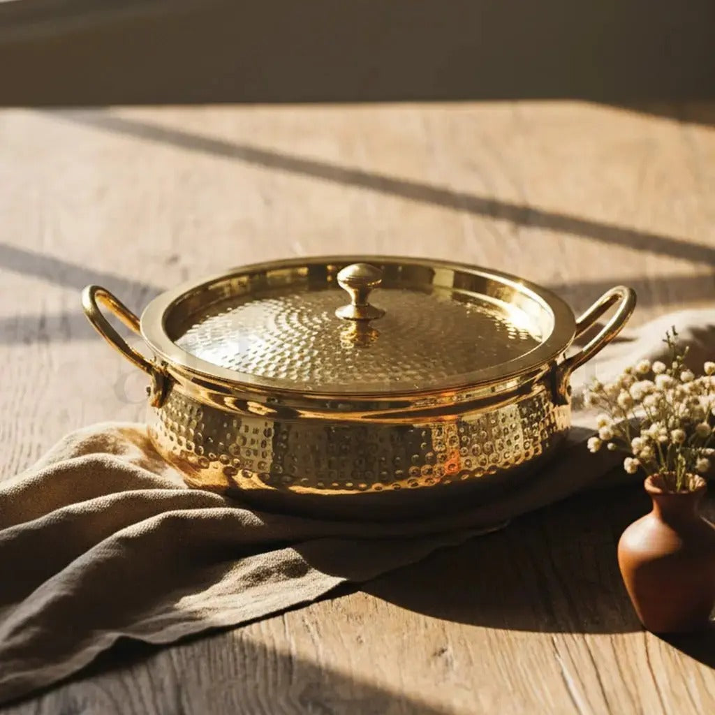 Brass Handi with Lid for Biryani and Slow Cooking