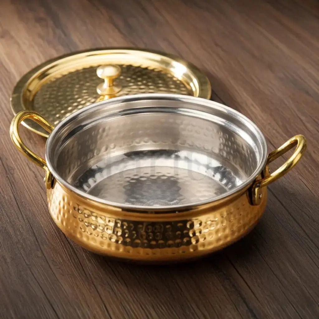 Brass Handi with Lid for Biryani and Slow Cooking