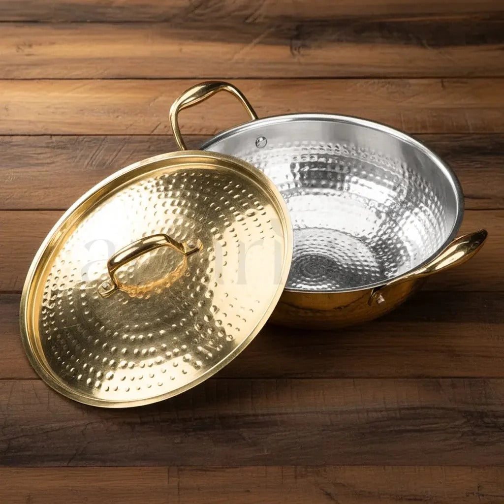 Brass Kadai with Kalai (Tin Coating) and Lid