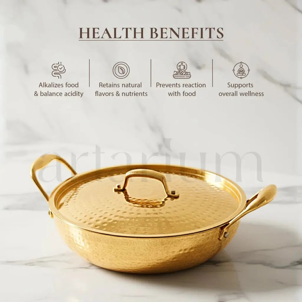 Brass Kadai with Kalai (Tin Coating) and Lid