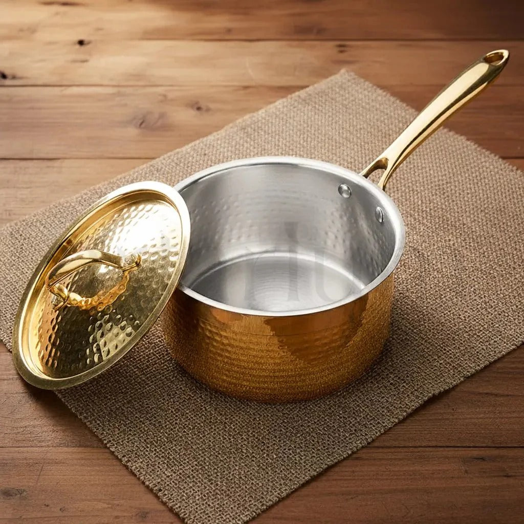Brass Sauce Pan with Lid Traditional Brass Cookware