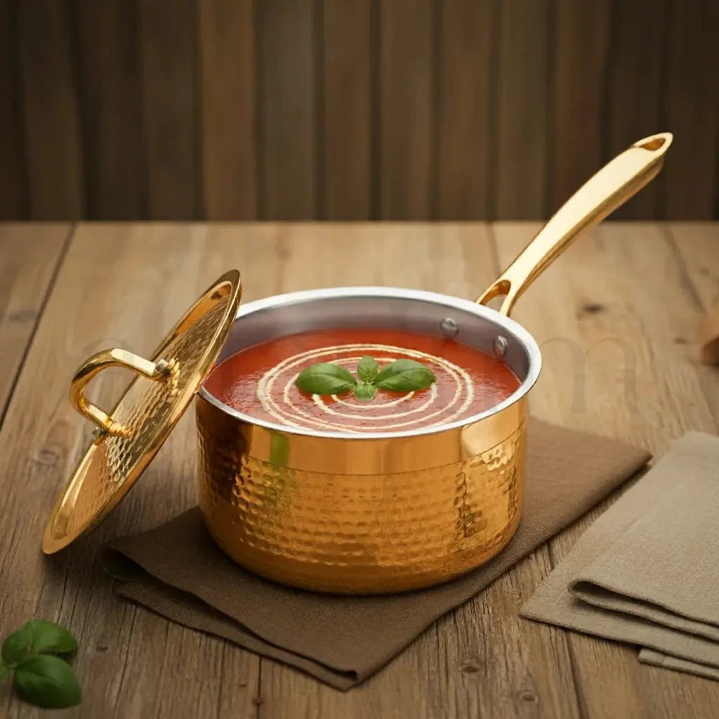 Brass Sauce Pan with Lid Traditional Brass Cookware