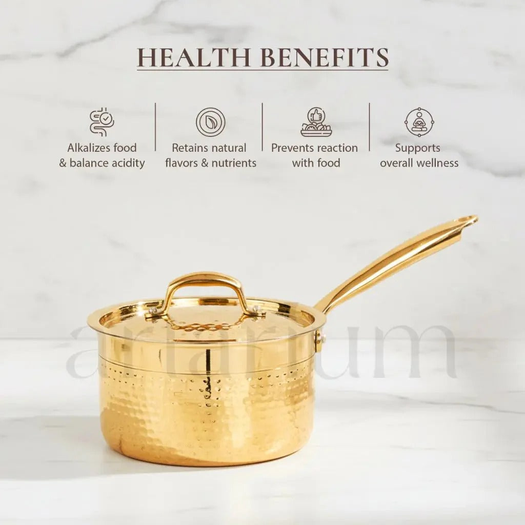 Brass Sauce Pan with Lid Traditional Brass Cookware