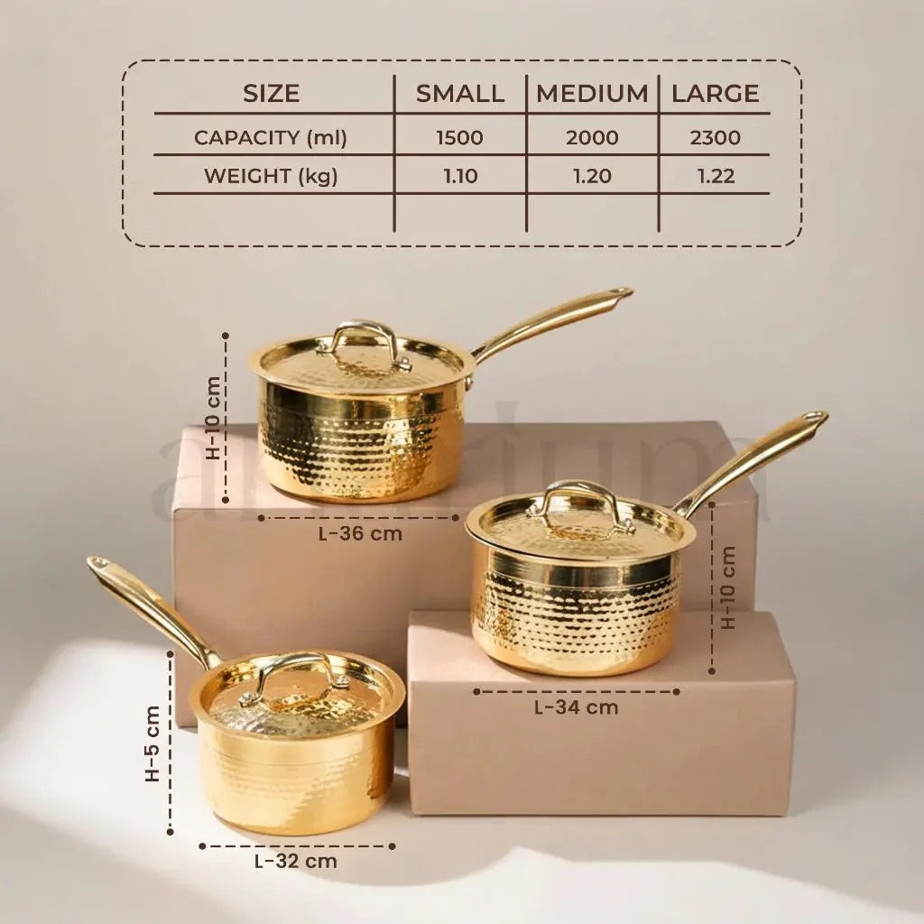 Brass Sauce Pan with Lid Traditional Brass Cookware