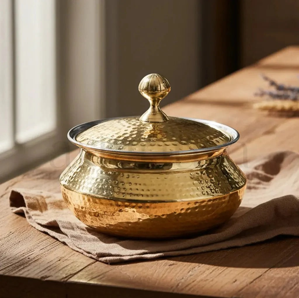 Brass Degchi Patili with Lid Traditional Cookware