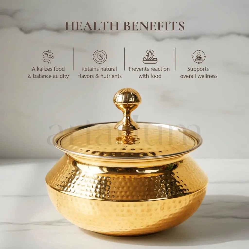 Brass Degchi Patili with Lid Traditional Cookware