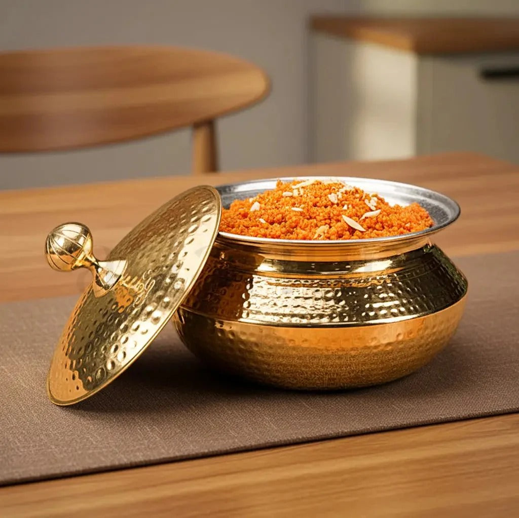 Brass Degchi Patili with Lid Traditional Cookware