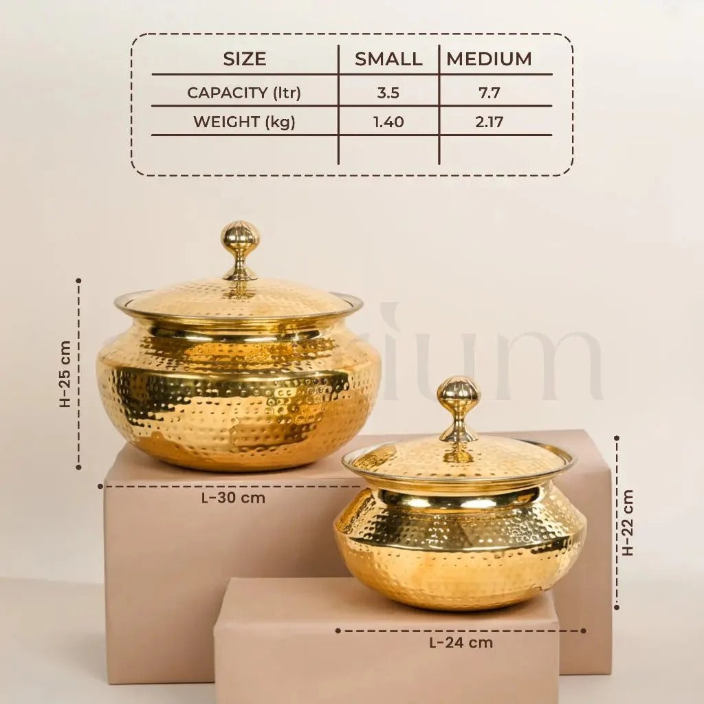 Brass Degchi Patili with Lid Traditional Cookware