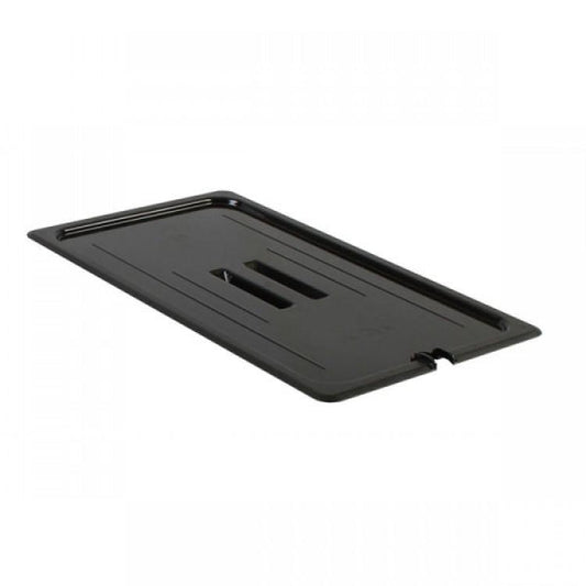 Full Size Polycarbonate Black Food Pan Lid with Spoon Notch and Handle Default Title