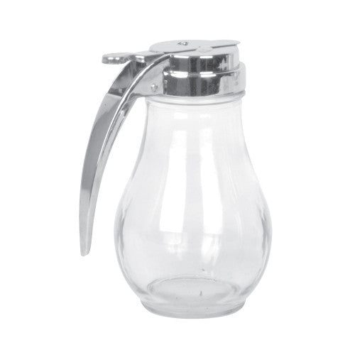 Glass Syrup Dispenser 414ml with Chrome Plated Cast Zinc Alloy Top - Pack of 12