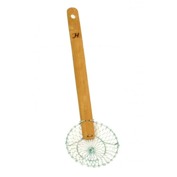 Galvanized Steel Coarse Mesh Bamboo Handled Skimmer 355mm Steel Fine
