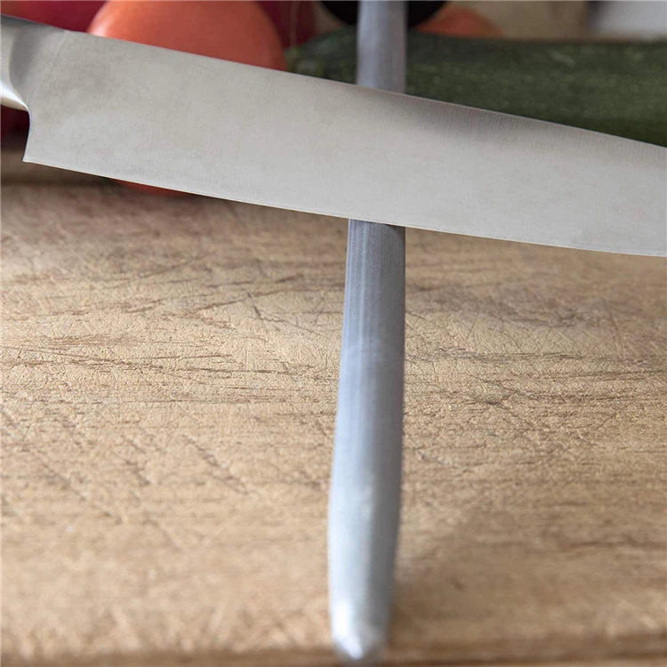 12 Inch Diamond Knife Sharpening Rod – Stainless Steel Honing Steel for Kitchen Knives – Great for Keeping Chef Knives Sharp