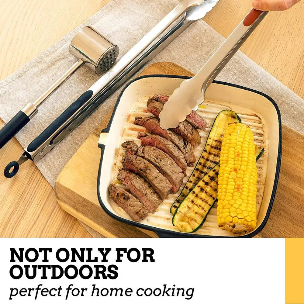 Stainless Steel Kitchen Tongs with Non-Slip Grip – Locking Grill & Salad Tongs – Perfect for BBQ, Steak & Serving Bread – Available in 9 Inch, 12 Inch, 14 Inch & 16 Inch