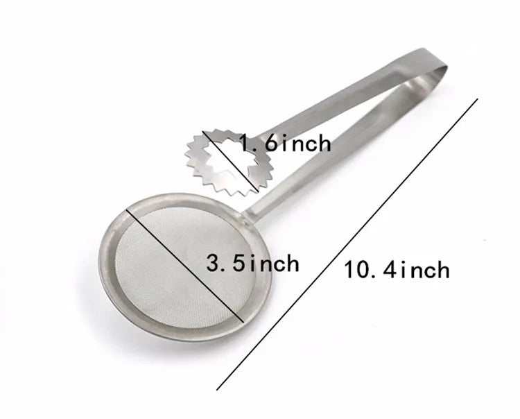 Stainless Steel Frying Oil Strainer Tong Clip – Fine Mesh Filter Spoon & Food Tongs – Best for Frying, Blanching & Serving