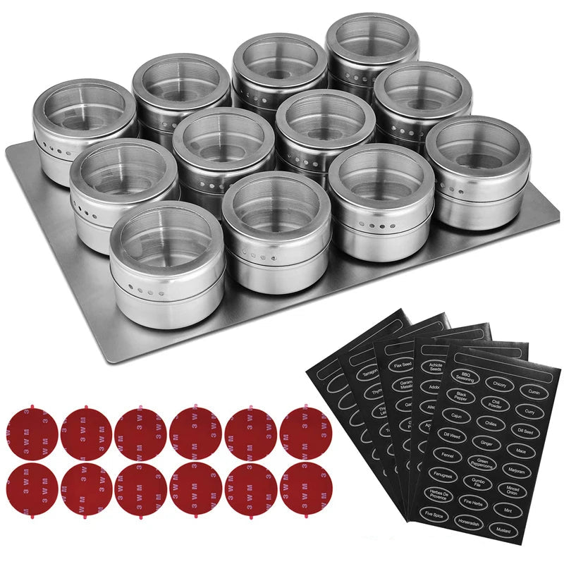 Magnetic Spice Jars 12 pcs
