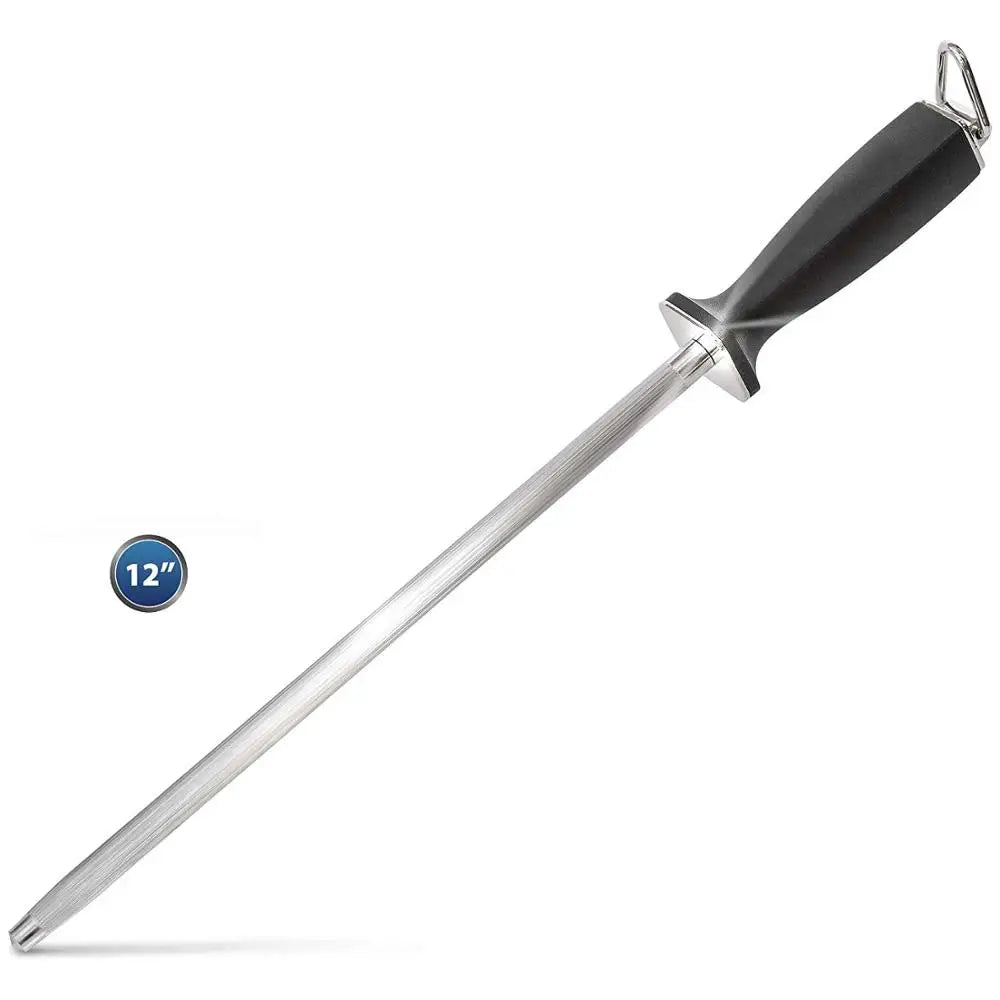 12 Inch Diamond Knife Sharpening Rod – Stainless Steel Honing Steel for Kitchen Knives – Great for Keeping Chef Knives Sharp