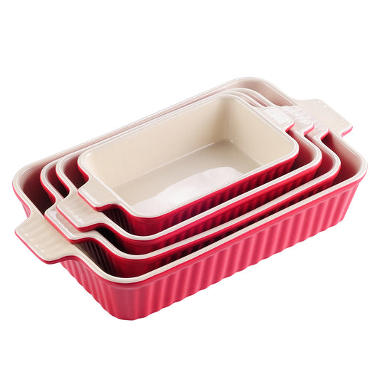 Ceramic Baking Dish Set of 4 RED United Kingdom