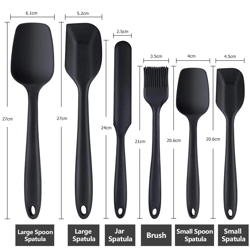 6-Piece Silicone Spatula Set – Non-Stick Heat-Resistant Utensils for Cooking, Baking, Mixing & Spreading – Includes Large Spoon Spatula, Large Spatula, Jar Spatula, Brush, Small Spoon Spatula & Small Spatula – BPA-Free -Available in red or black colour