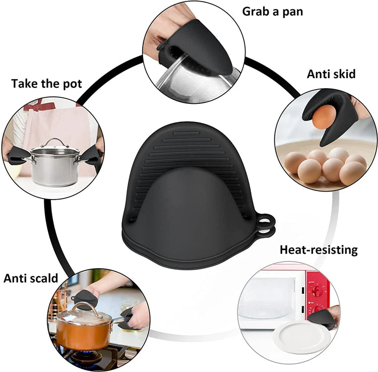6 Piece Extra Long Silicone Oven Mitts & Pot Holders Set – Heat Resistant Cooking Gloves & Hot Pads – Perfect for Baking, Cooking & BBQ