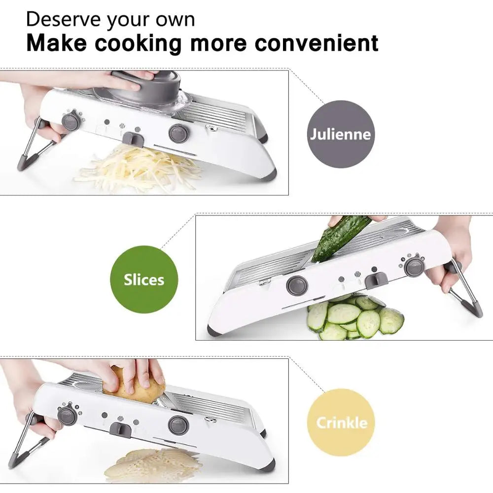 18-in-1 Adjustable Mandoline Slicer with Stainless Steel Blades